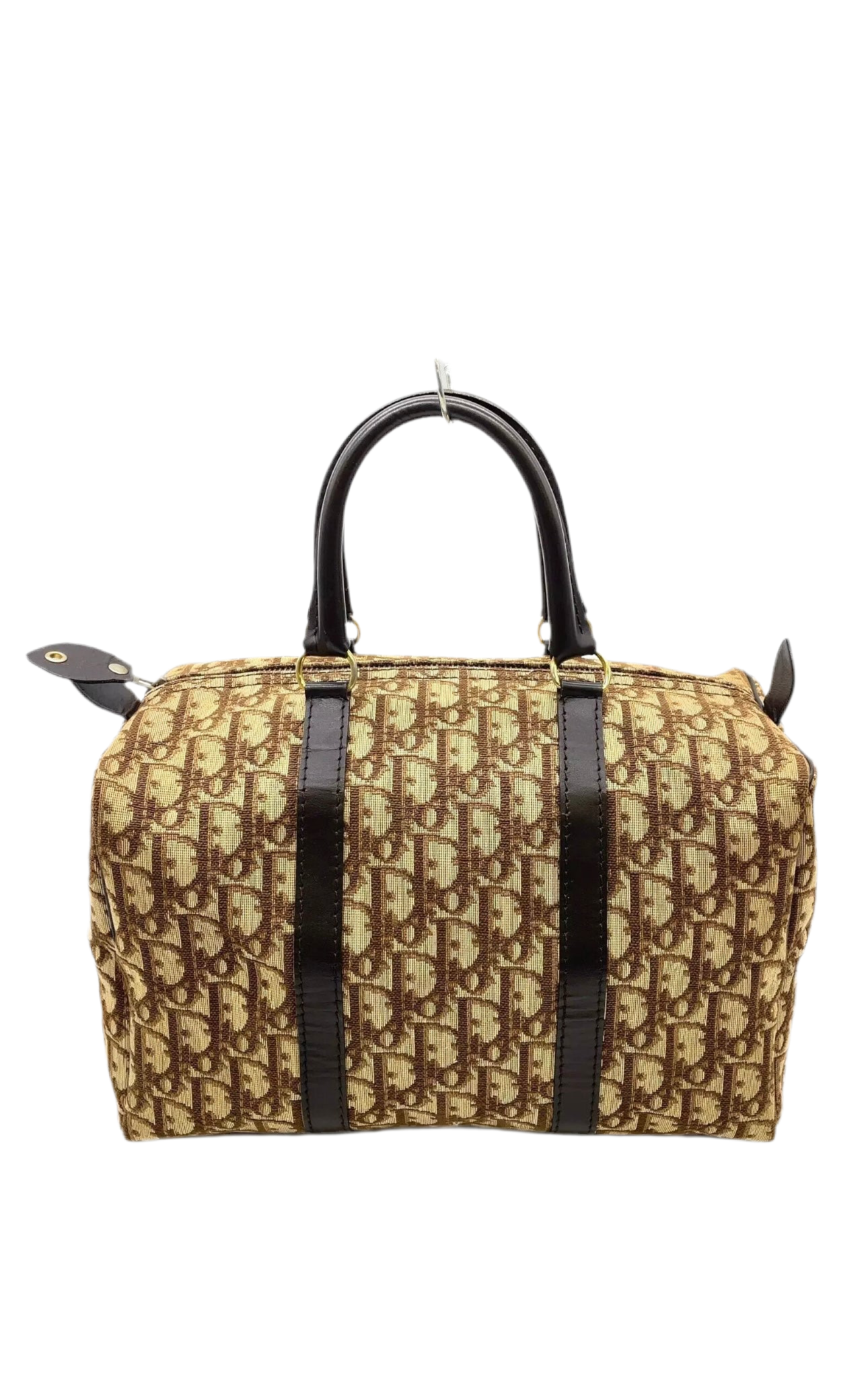 Pre-owned Dior Trotter Pattern Canvas Leather Mini Boston Bag