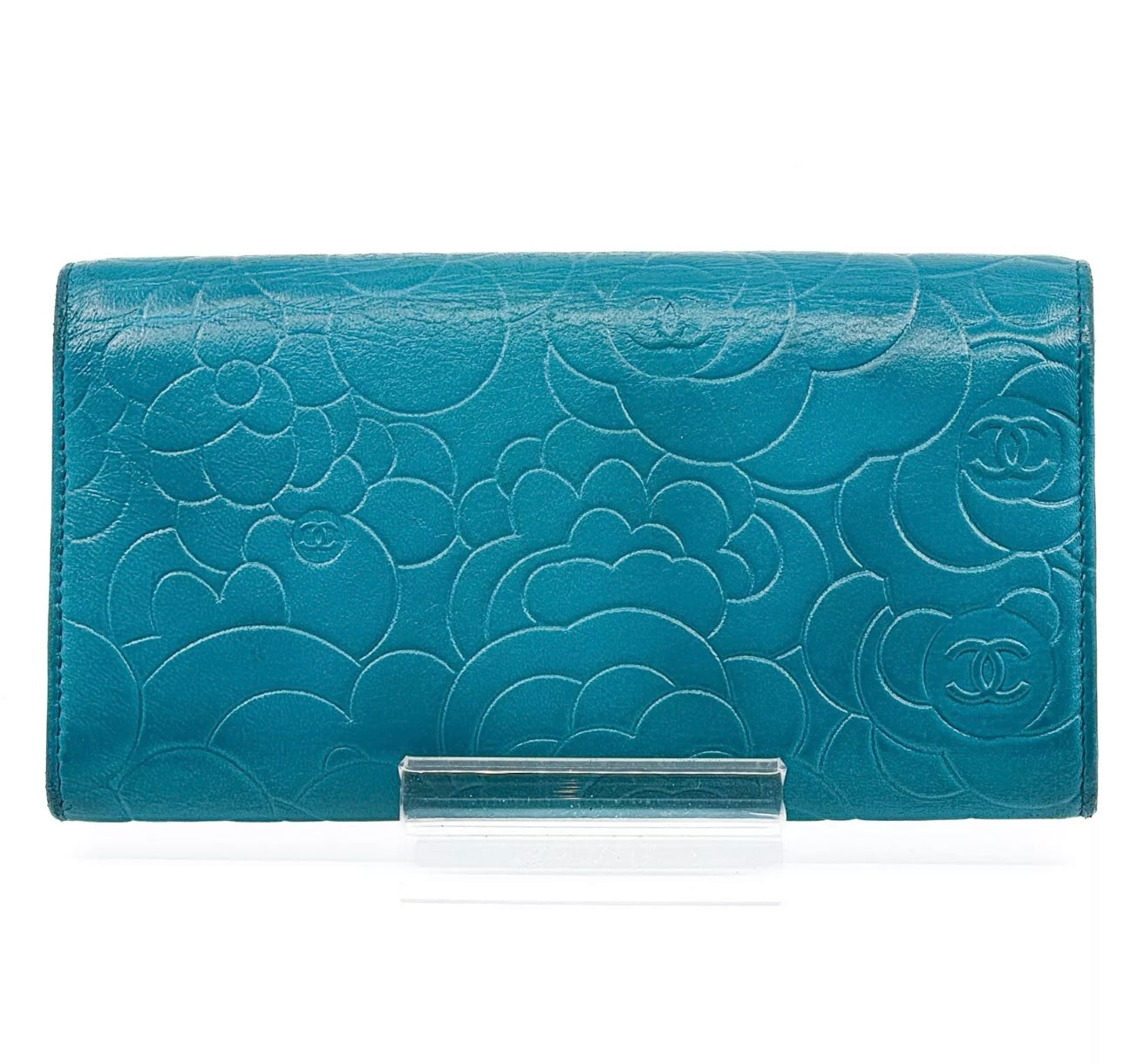 Pre-owned Chanel Camellia COCO Mark Flap Long Wallet