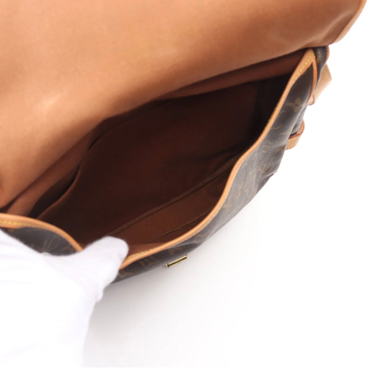 Pre-Owned Louis Vuitton SAUMUR 30 MONOGRAM SHOULDER BAG PVC LEATHER BROWN