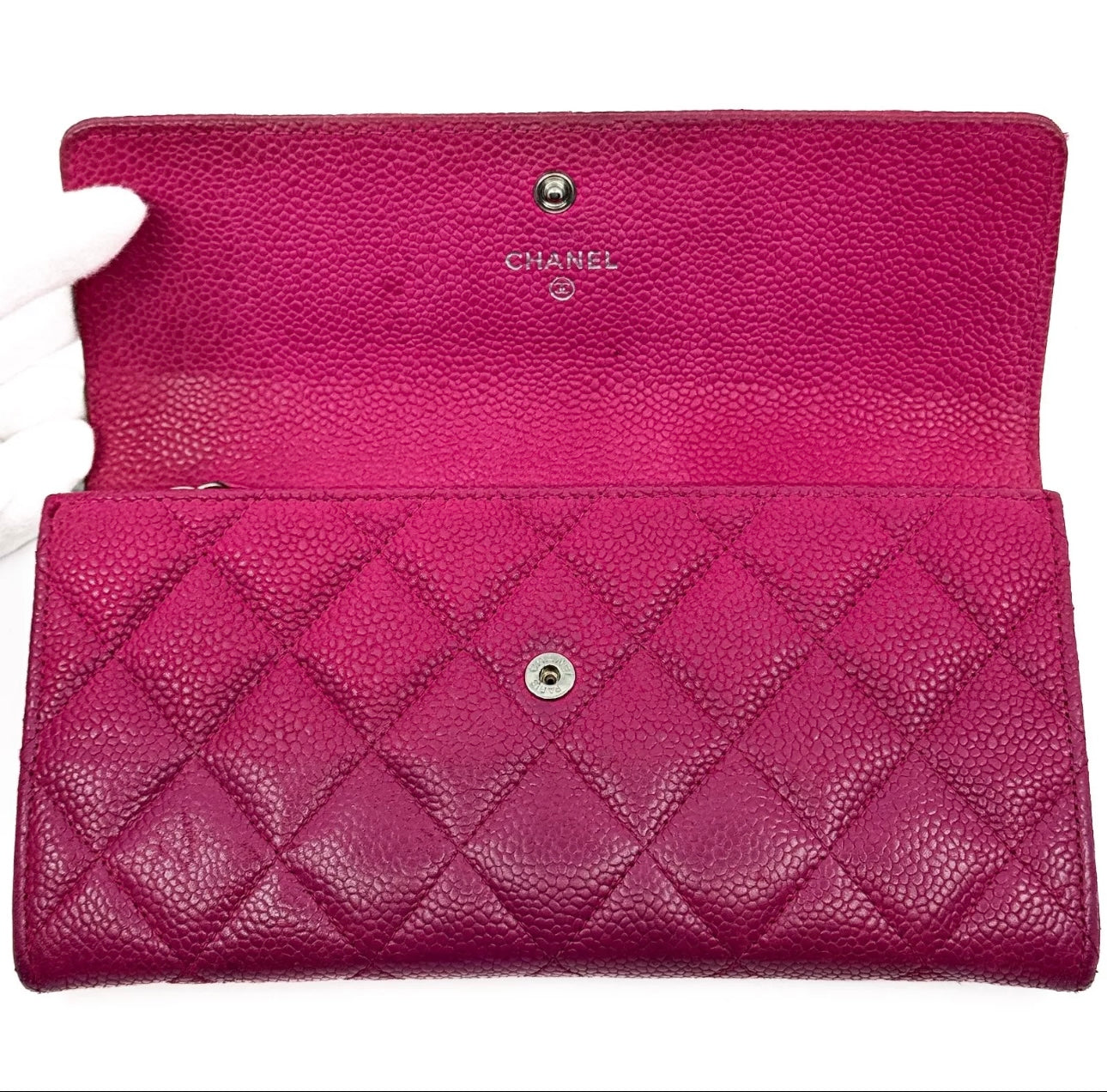 Pre-owned Chanel Cavier Leather Wallet Pink