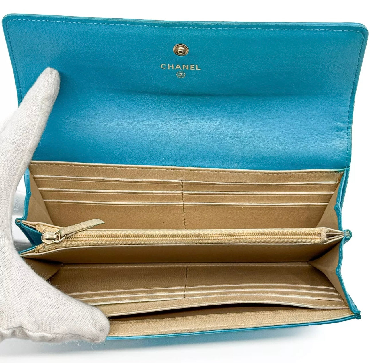 Pre-owned Chanel Camellia COCO Mark Flap Long Wallet