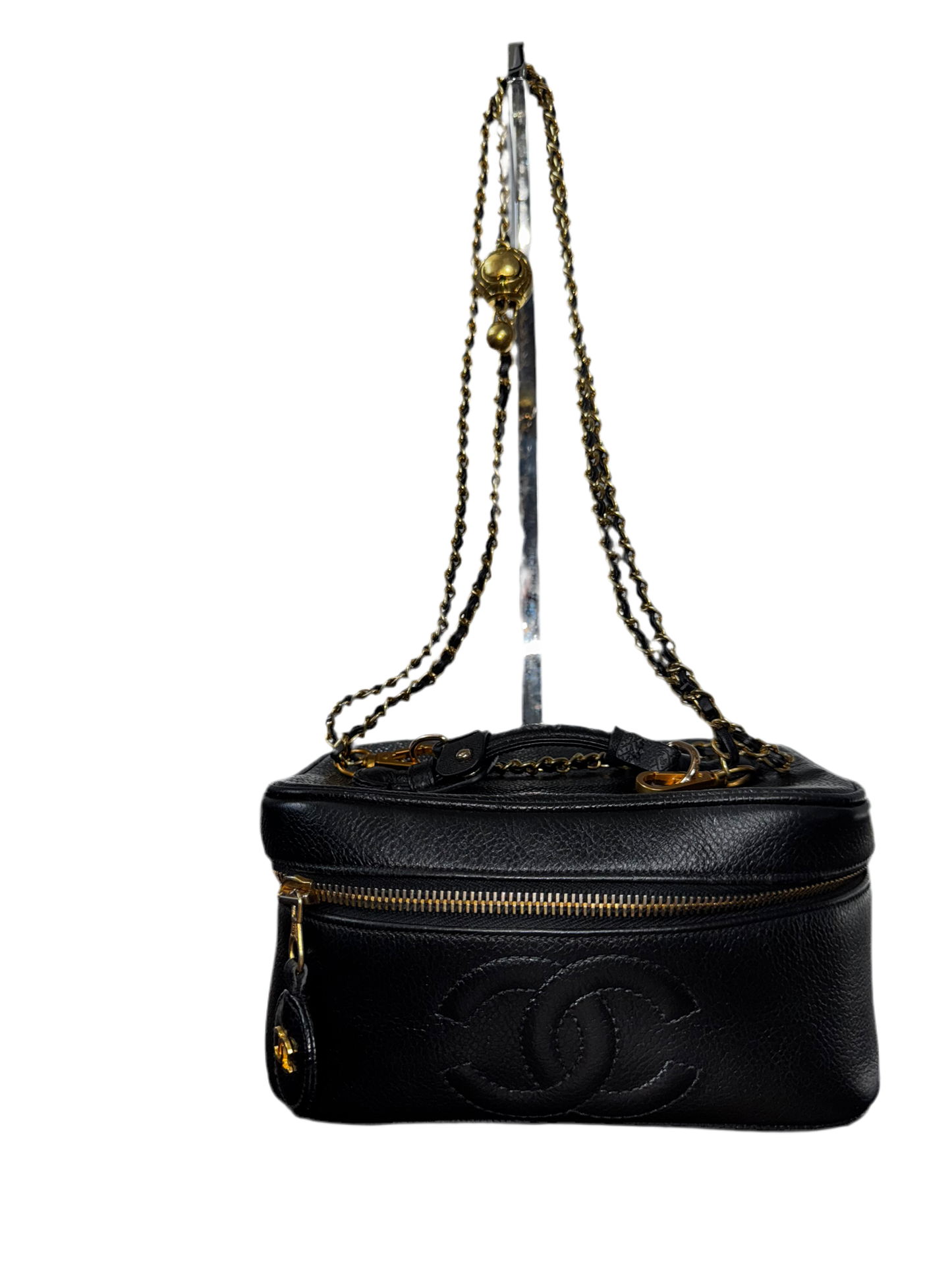 Pre-Owned Chanel Vanity Bag in Black with Chain