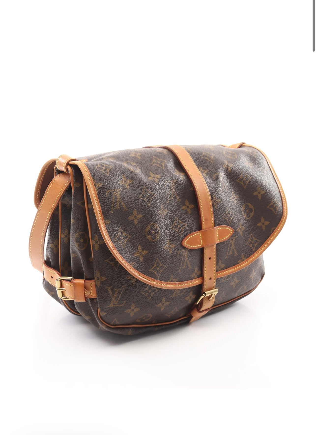Pre-Owned Louis Vuitton SAUMUR 30 MONOGRAM SHOULDER BAG PVC LEATHER BROWN