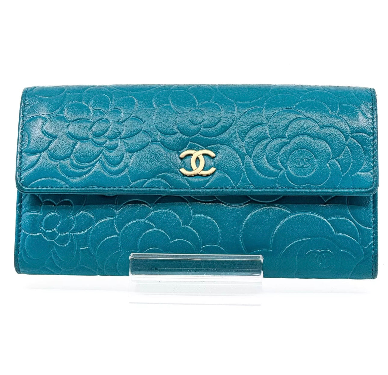Pre-owned Chanel Camellia COCO Mark Flap Long Wallet