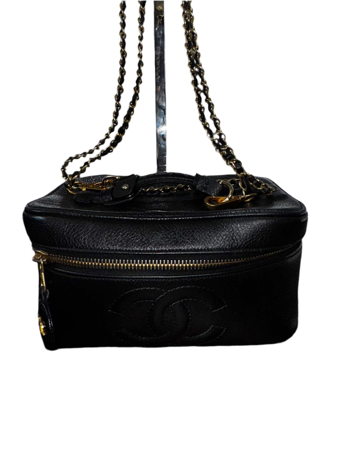 Pre-Owned Chanel Vanity Bag in Black with Chain