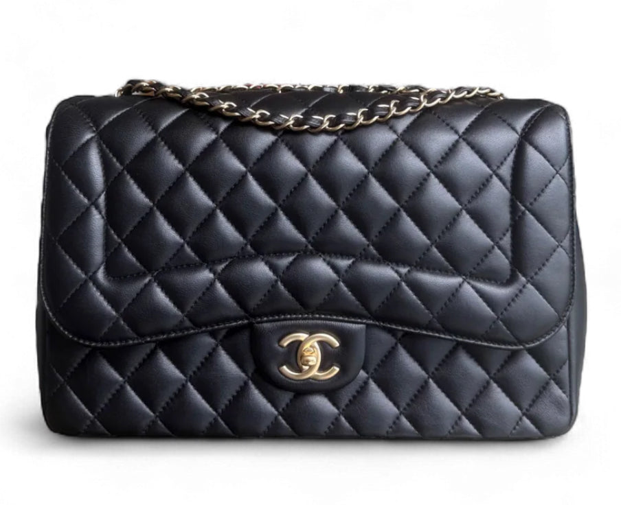Pre-owned Chanel Jumbo Flap Mademoiselle Quilted Lambskin Black Series 21