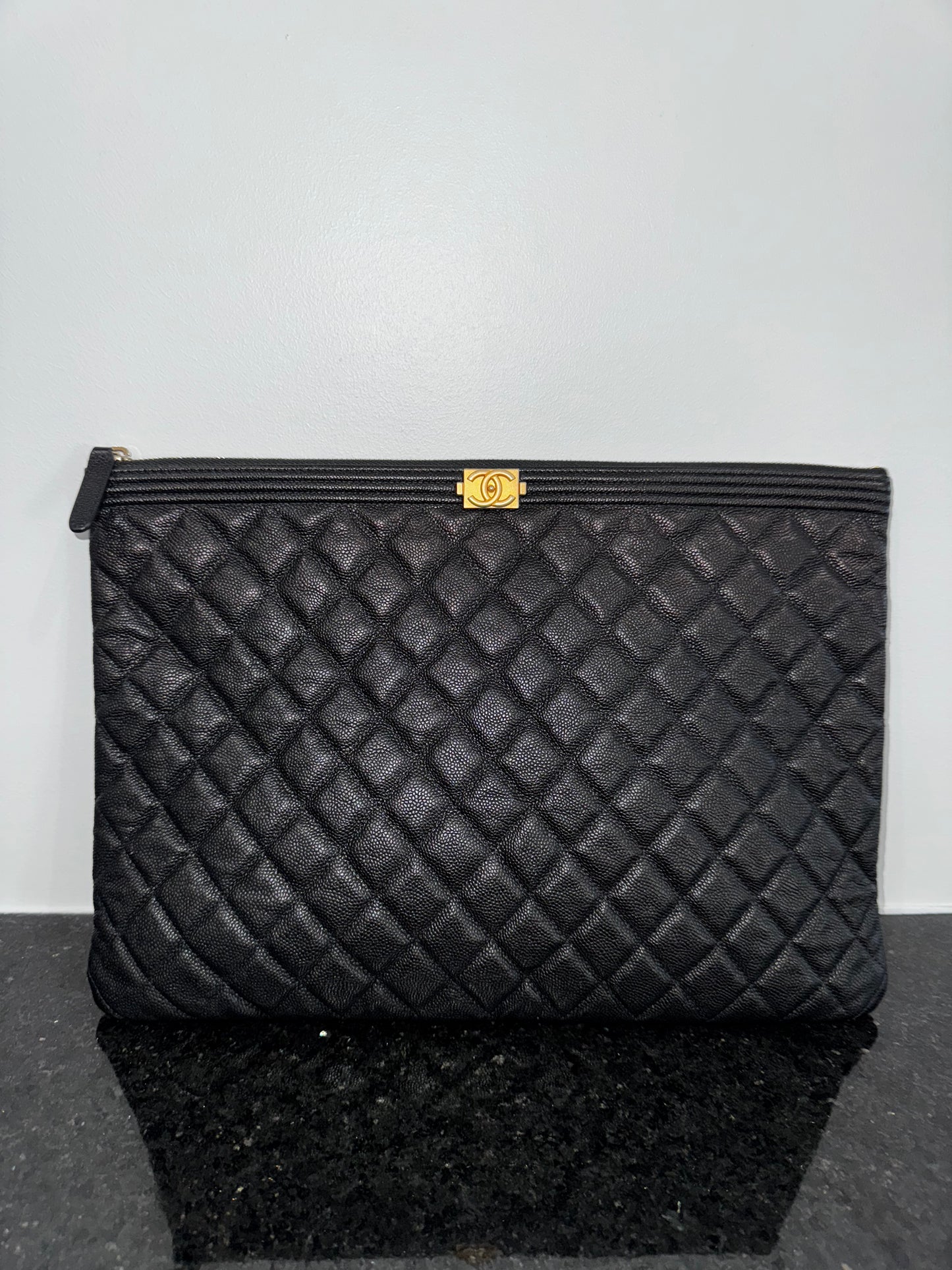 Pre-Owned Chanel Boy Pouch 30 cm