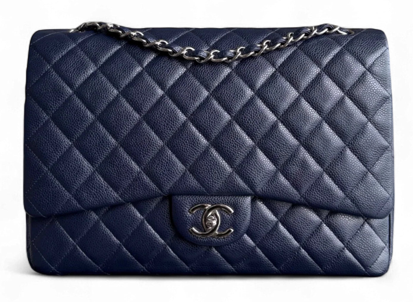 Pre-owned Chanel Classic Flap Maxi - Caviar Double Flap Quilted Grained