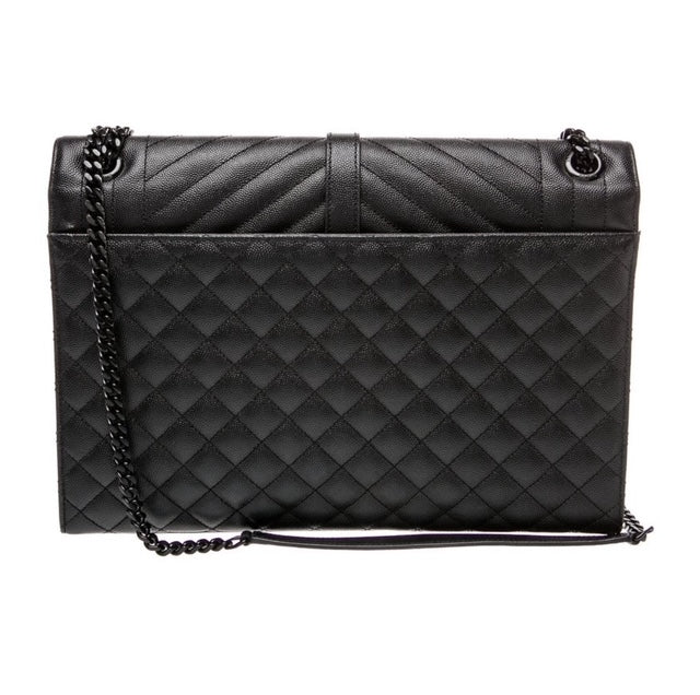 Pre-owned YSL Large Quilted Envelope Black