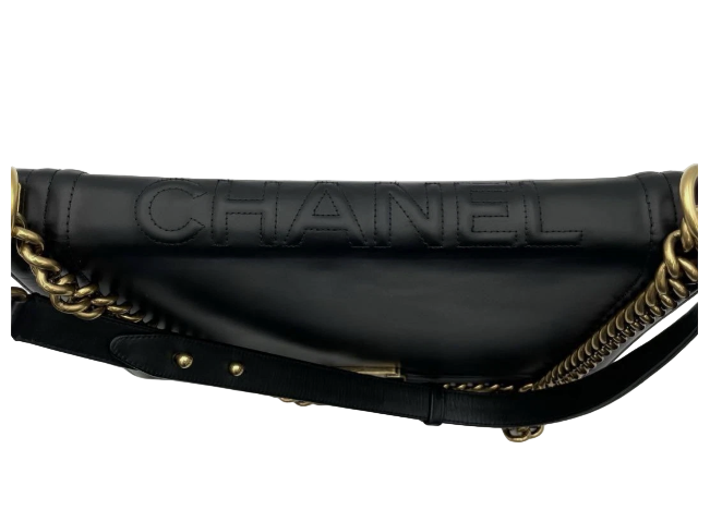 Pre-owned Chanel Boy Black Chain Shoulder