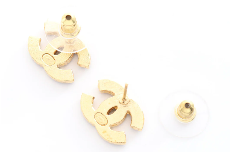 Pre-owned CHANEL Coco mark Earrings GP Gold Black