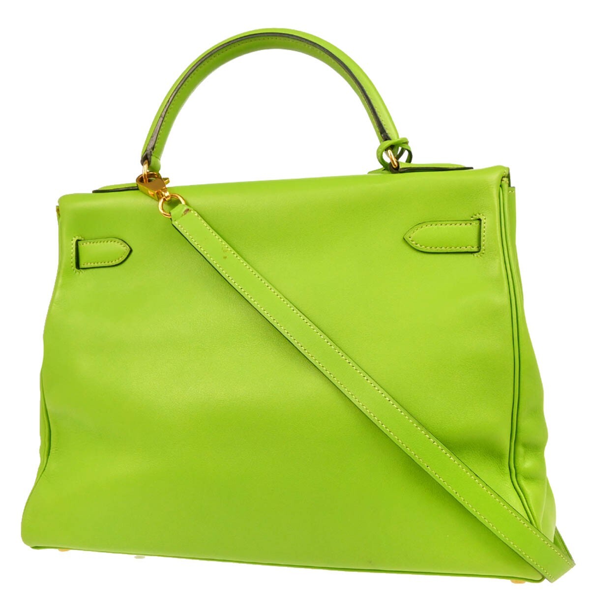 Pre-owned Hermes Kelly Handbag Green Gulliver with Gold Hardware 32