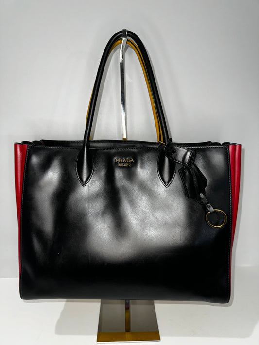 Pre-owned PRADA Leather Tote Bags Soft Bibliotheque Handbag City Calfskin