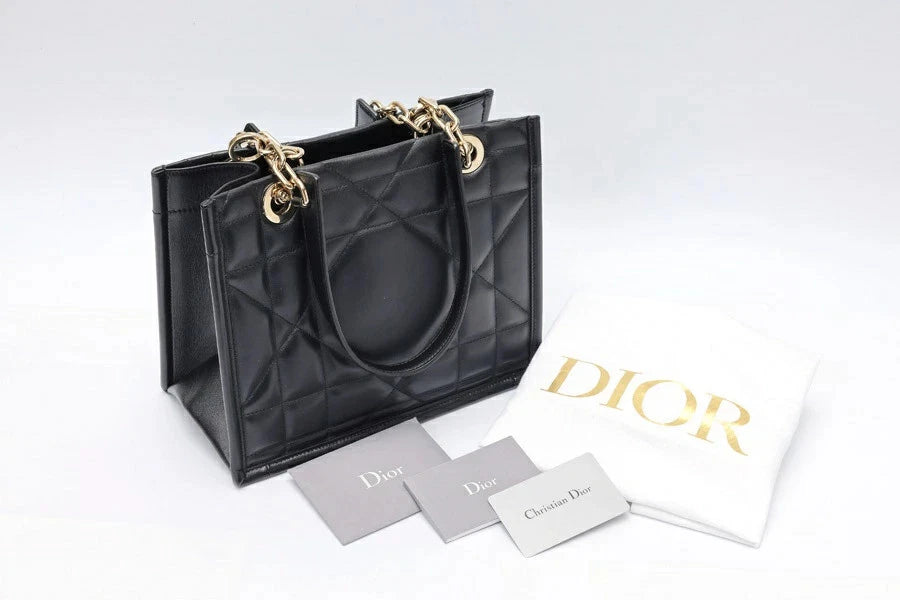 Pre-owned Christian Dior Essential Tote Archicannage Quilt Calfskin Small