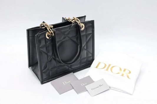 Pre-owned Christian Dior Essential Tote Archicannage Quilt Calfskin Small