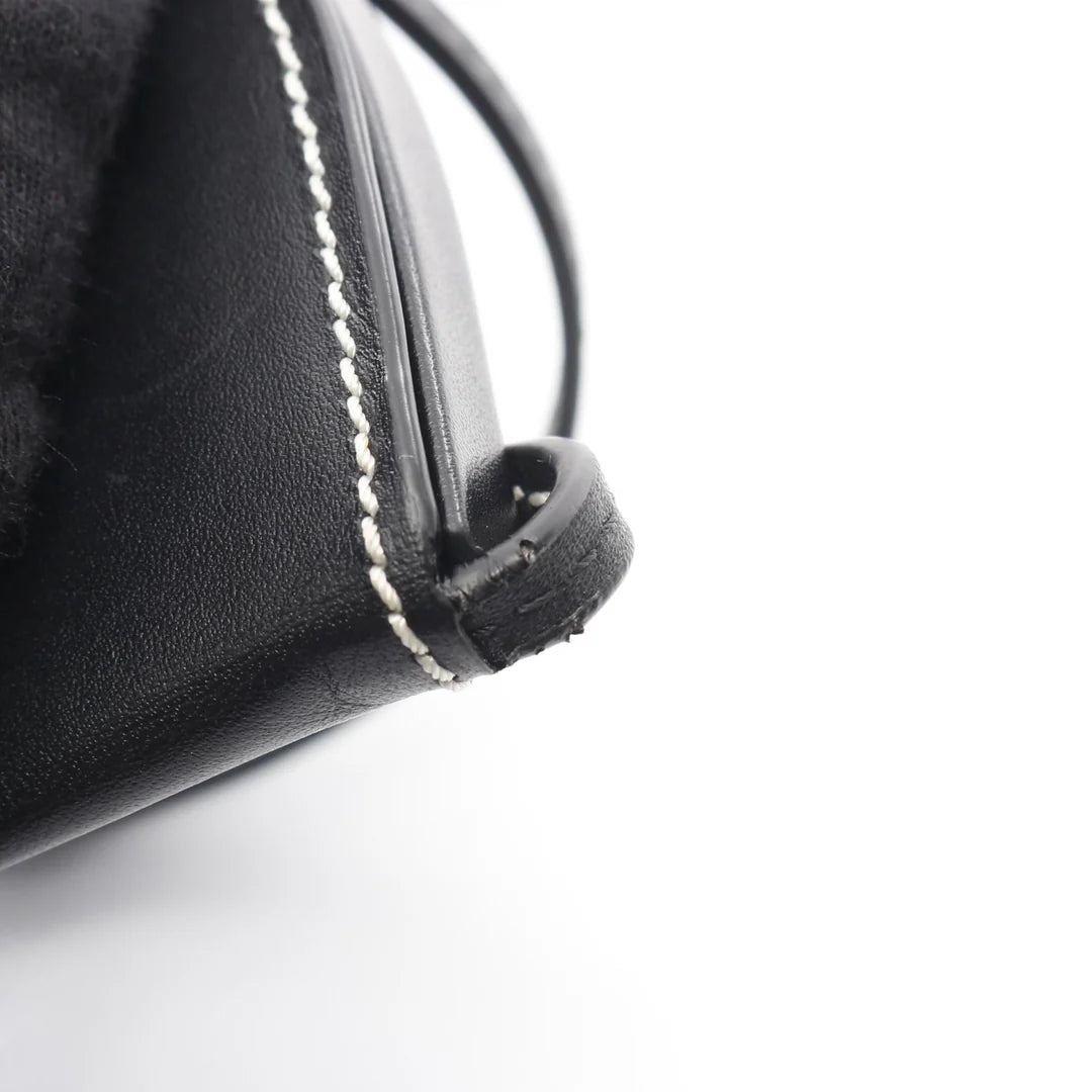 Pre-owned Loewe Heel pouch Small Coin purse Leather Black Shoulder strap included