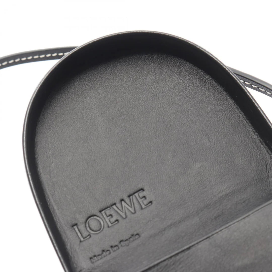 Pre-owned Loewe Heel pouch Small Coin purse Leather Black Shoulder strap included