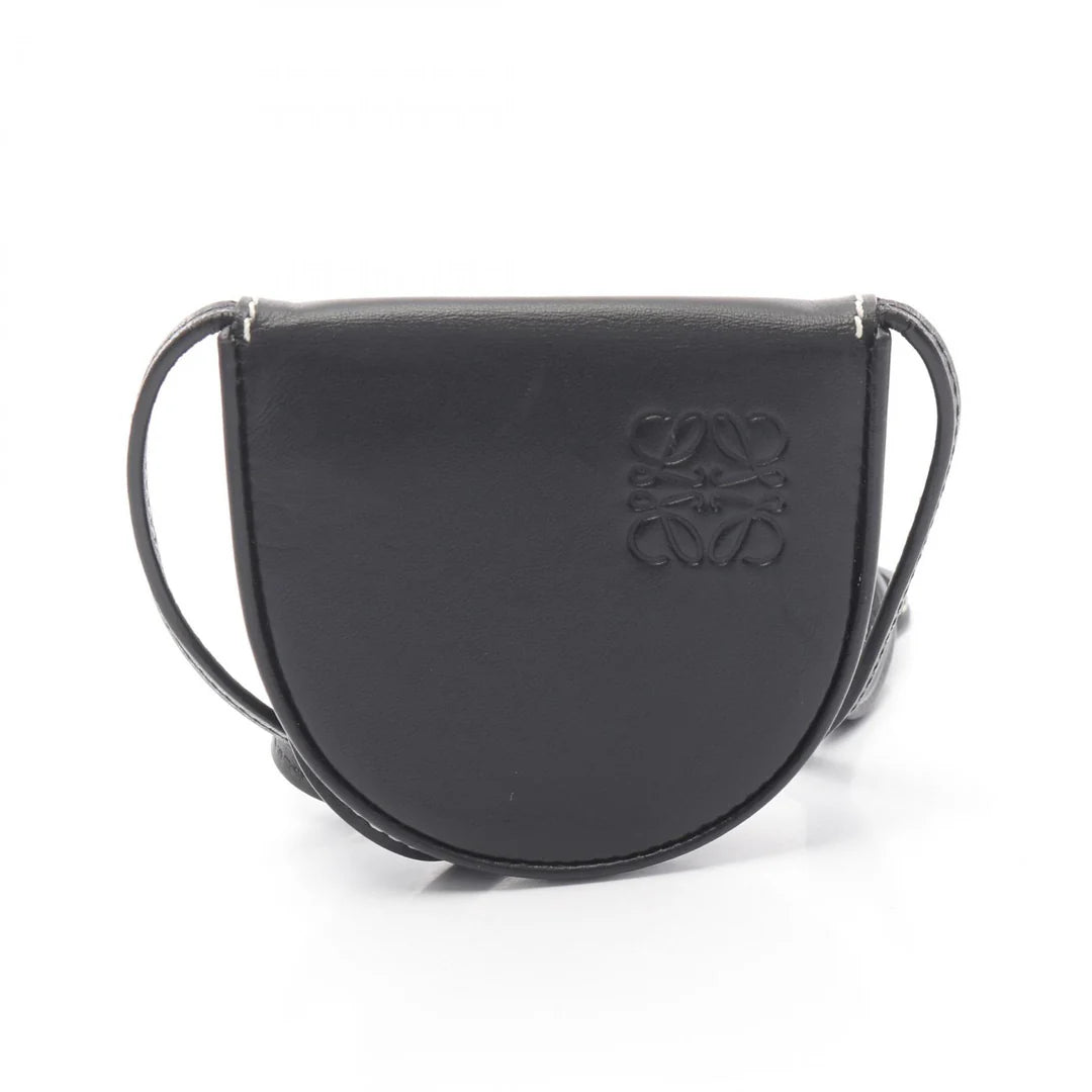 Pre-owned Loewe Heel pouch Small Coin purse Leather Black Shoulder strap included
