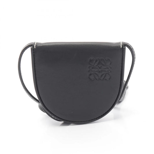 Pre-owned Loewe Heel pouch Small Coin purse Leather Black Shoulder strap included