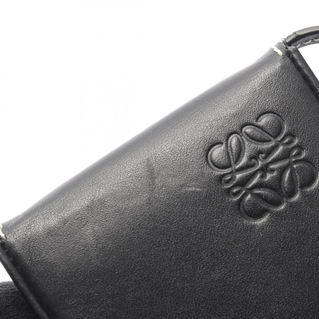 Pre-owned Loewe Heel pouch Small Coin purse Leather Black Shoulder strap included