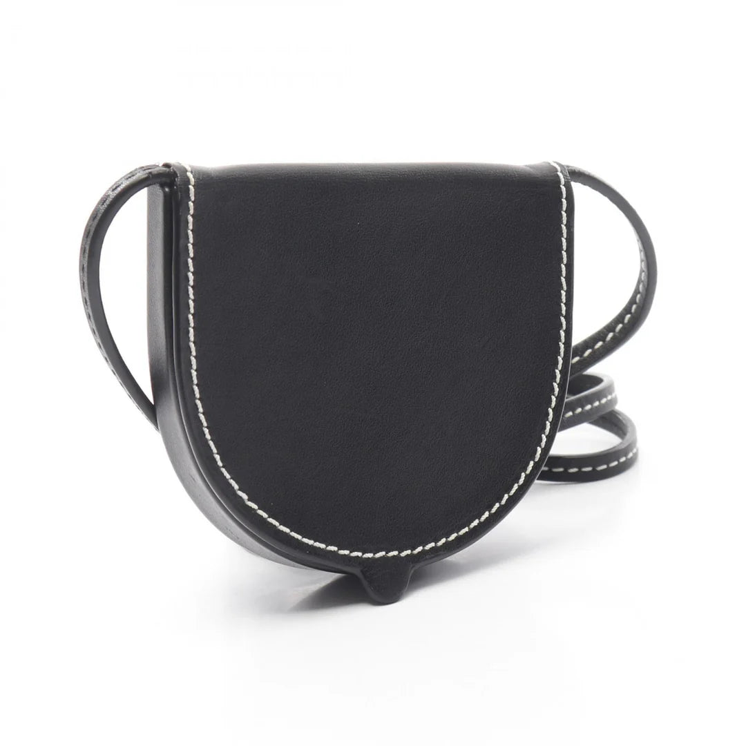 Pre-owned Loewe Heel pouch Small Coin purse Leather Black Shoulder strap included