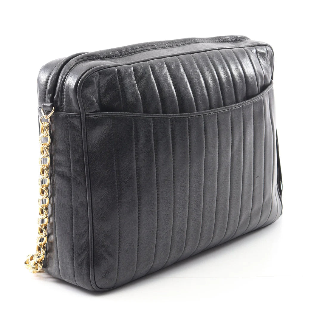 Pre-owned CHANEL Mademoiselle Lambskin Black Vintage