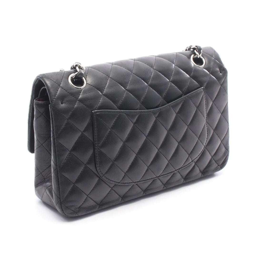 Pre-owned CHANEL Matelasse Medium Double Flap Lambskin Black