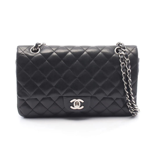 Pre-owned CHANEL Matelasse Medium Double Flap Lambskin Black