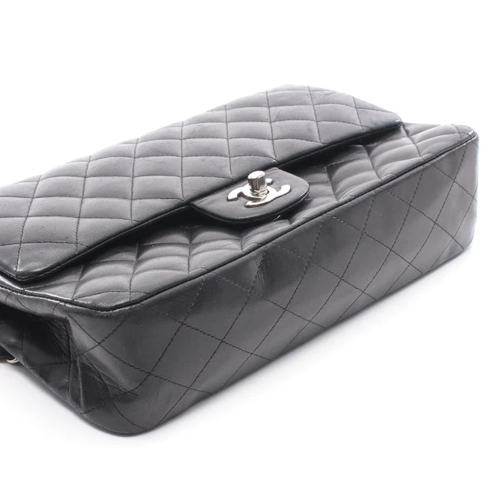 Pre-owned CHANEL Matelasse Medium Double Flap Lambskin Black