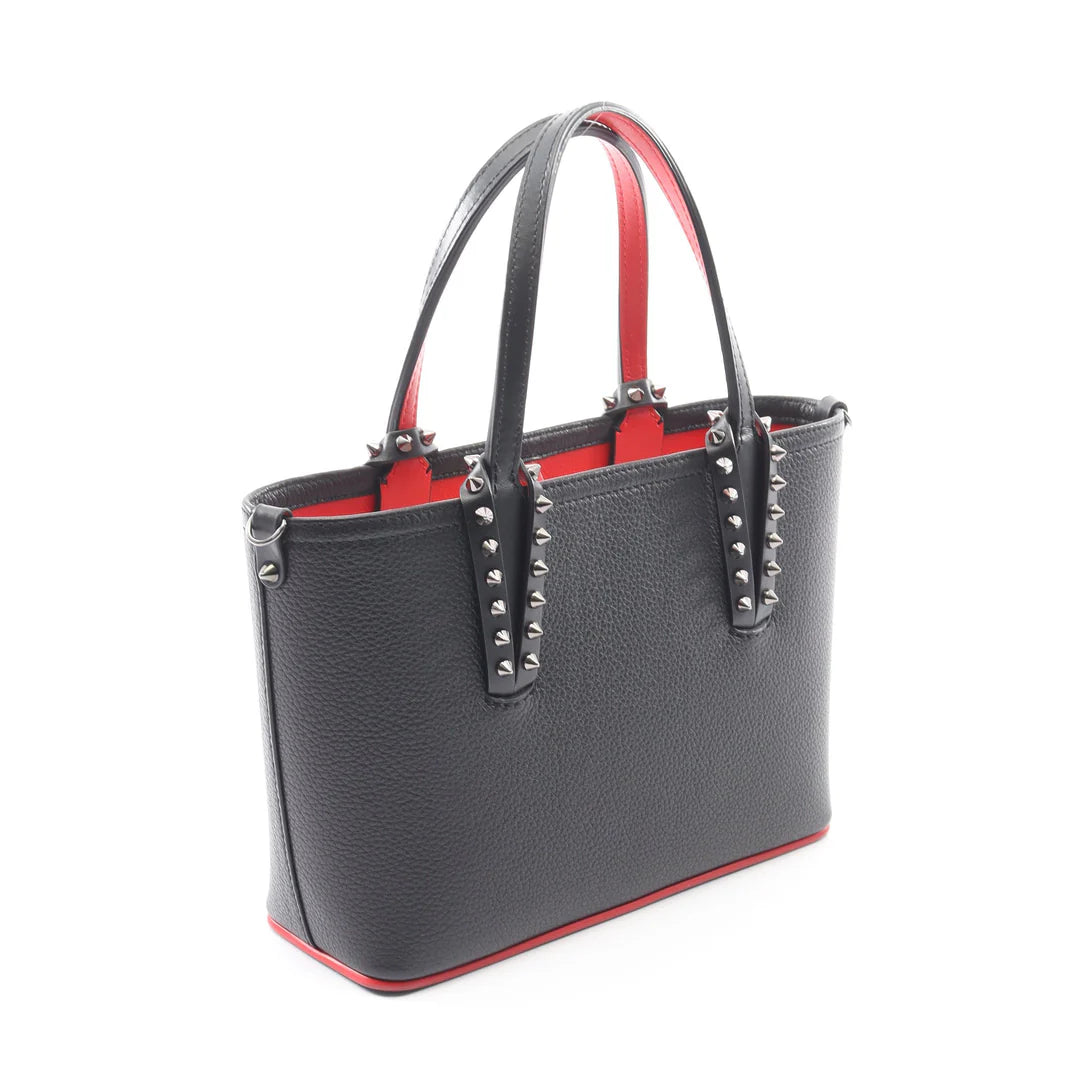 Pre-owned Christian Loub Mini Handbag Leather Black Spike studs 2WAY