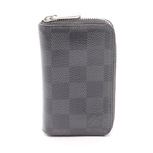 Pre-owned Louis Vuitton Zippy coin purse Damier Graphite Coin purse PVC Black