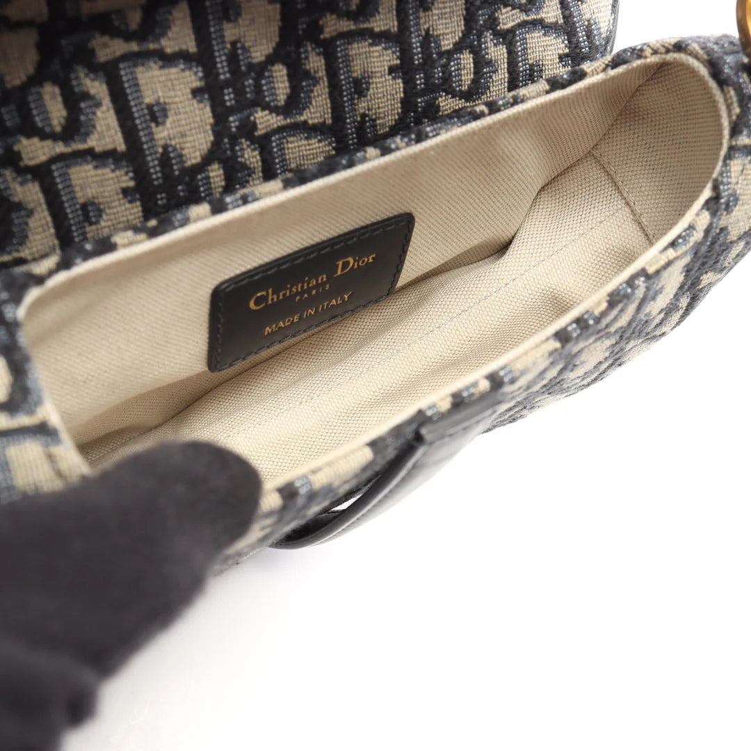 Pre-owned Christian Dior Saddle bag Mini Oblique Handbag
