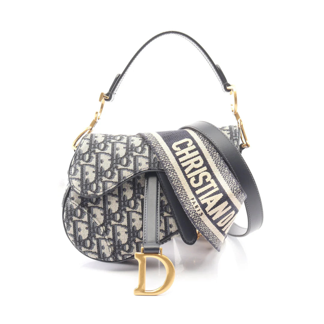 Pre-owned Christian Dior Saddle bag Mini Oblique Handbag