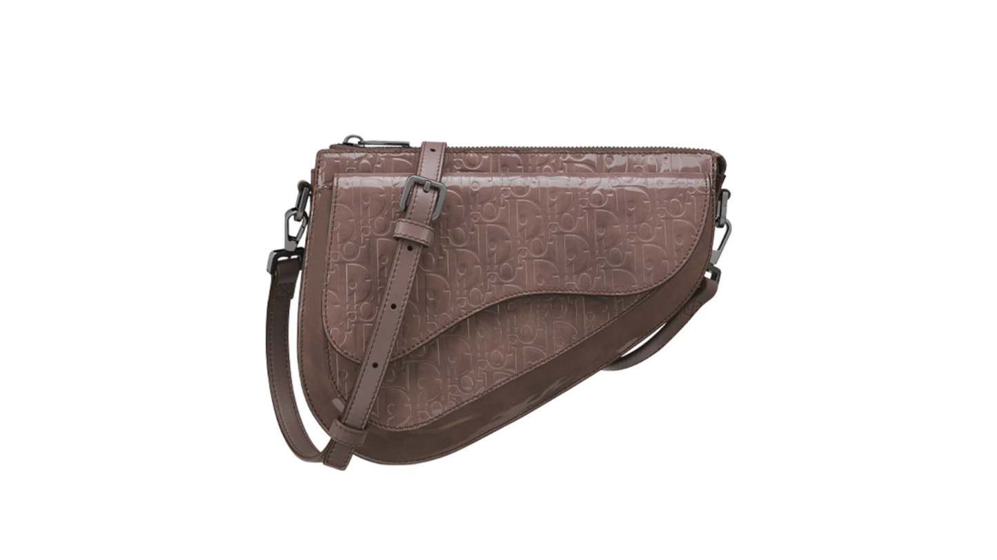 Pre-owned Christian Dior Saddle Bag Patent Medium