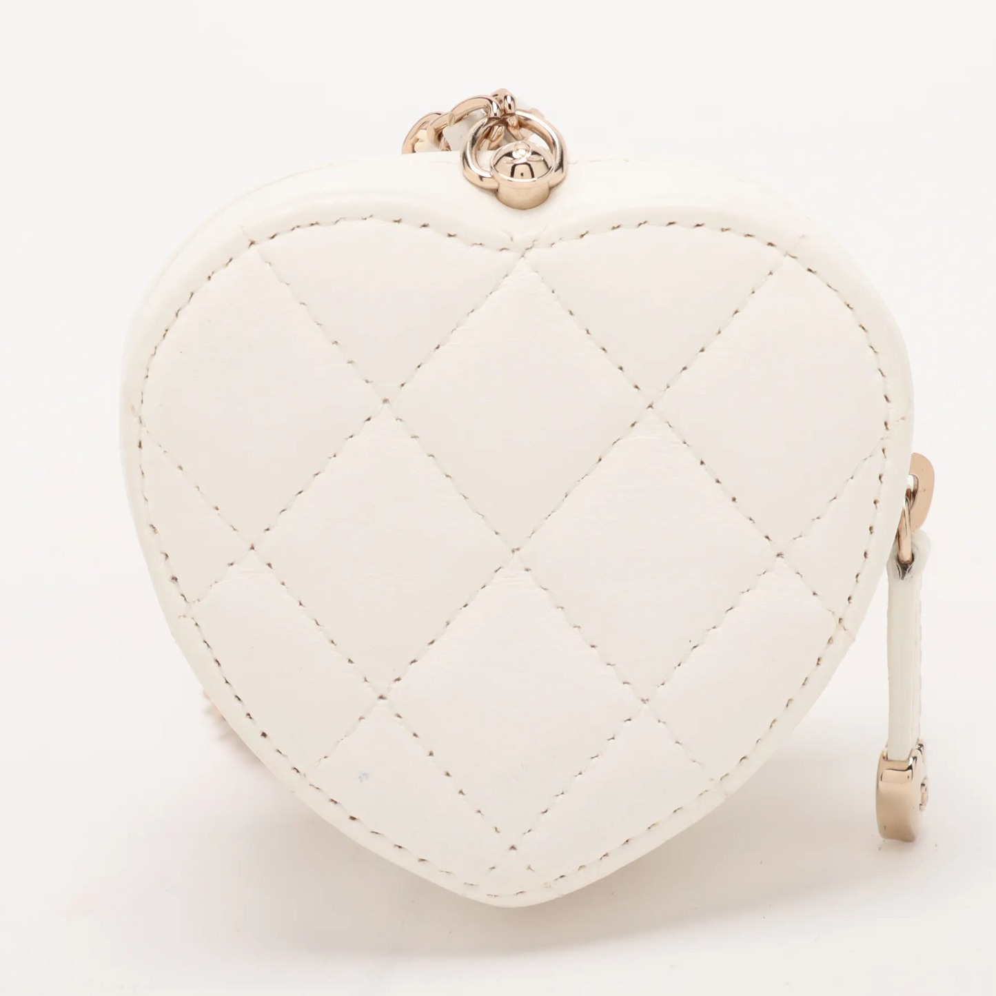 Pre-owned Chanel  Love Heart Chain Necklace Zip Coin Purse