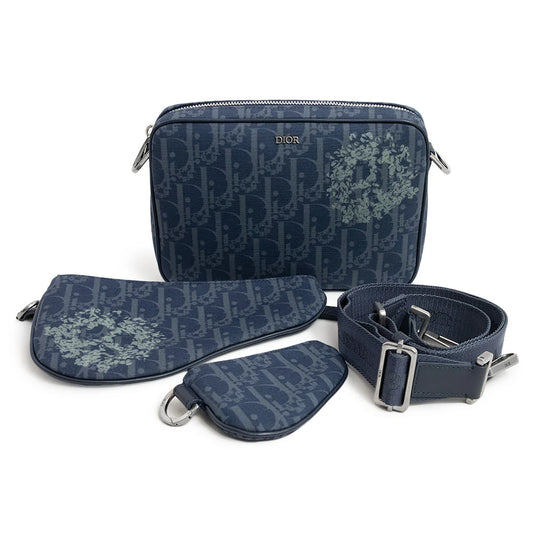 Pre-owned Christian Dior Saddle Tripple Pouch Oblique jacquard medium