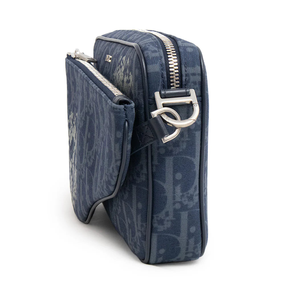 Pre-owned Christian Dior Saddle Tripple Pouch Oblique jacquard medium