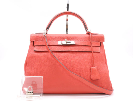 Pre-owned Hermes Kelly 32 Graine Couchevel Gold