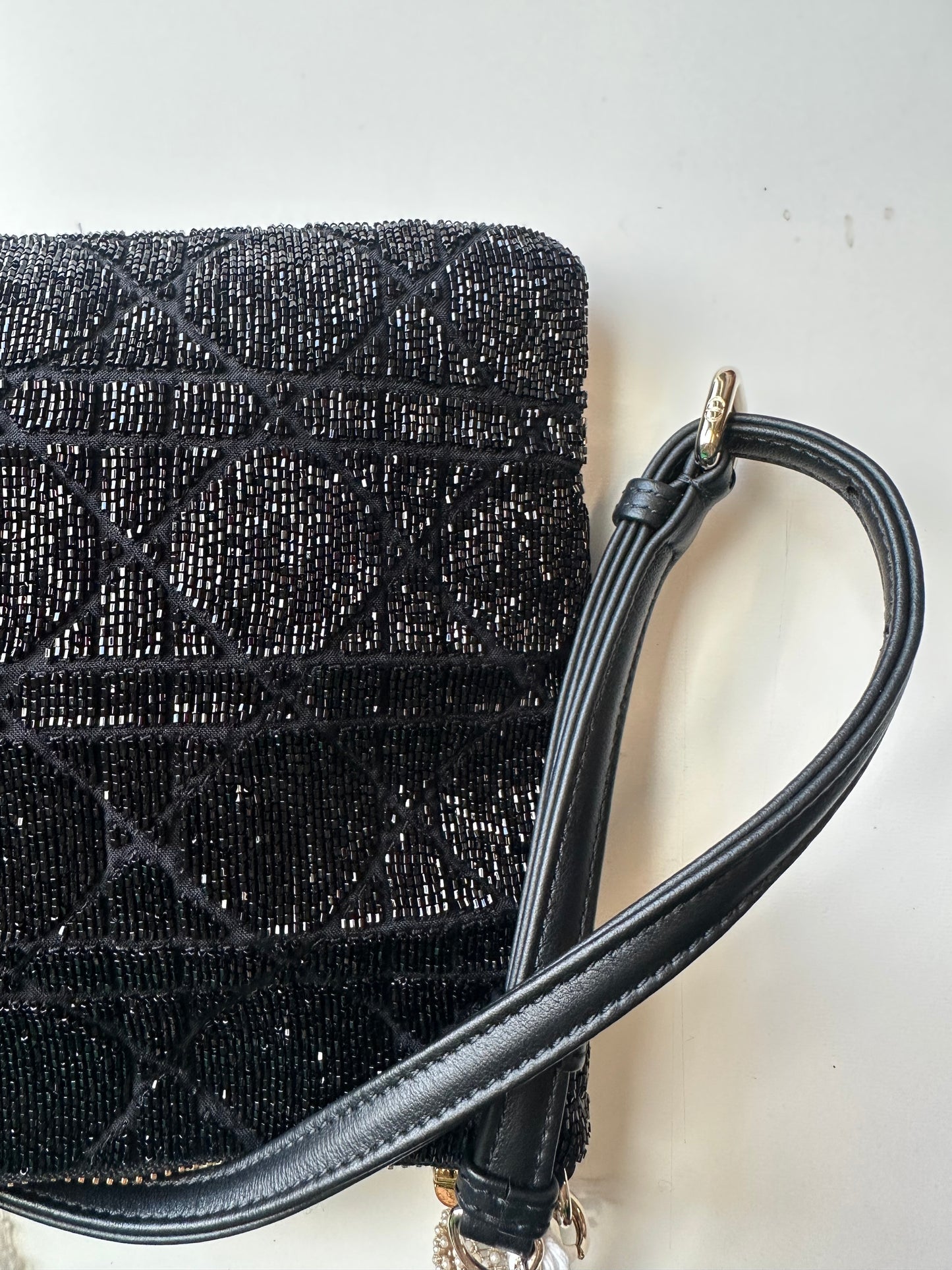 Pre-owned Christian Dior black cannage leather moyen