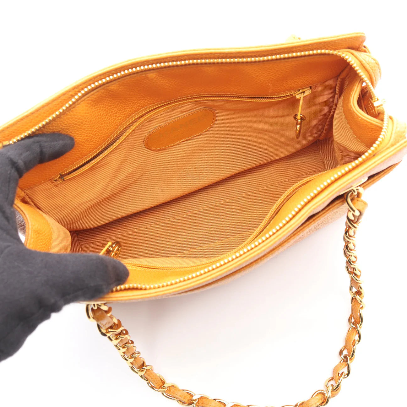 Pre-owned CHANEL Matelasse Caviar skin Orange Tote Bag