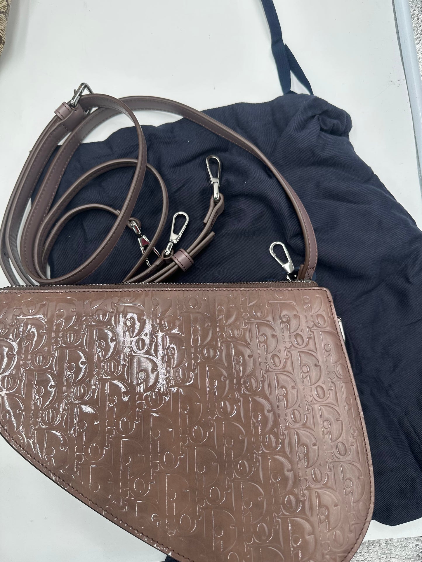 Pre-owned Christian Dior Saddle Bag Patent Medium
