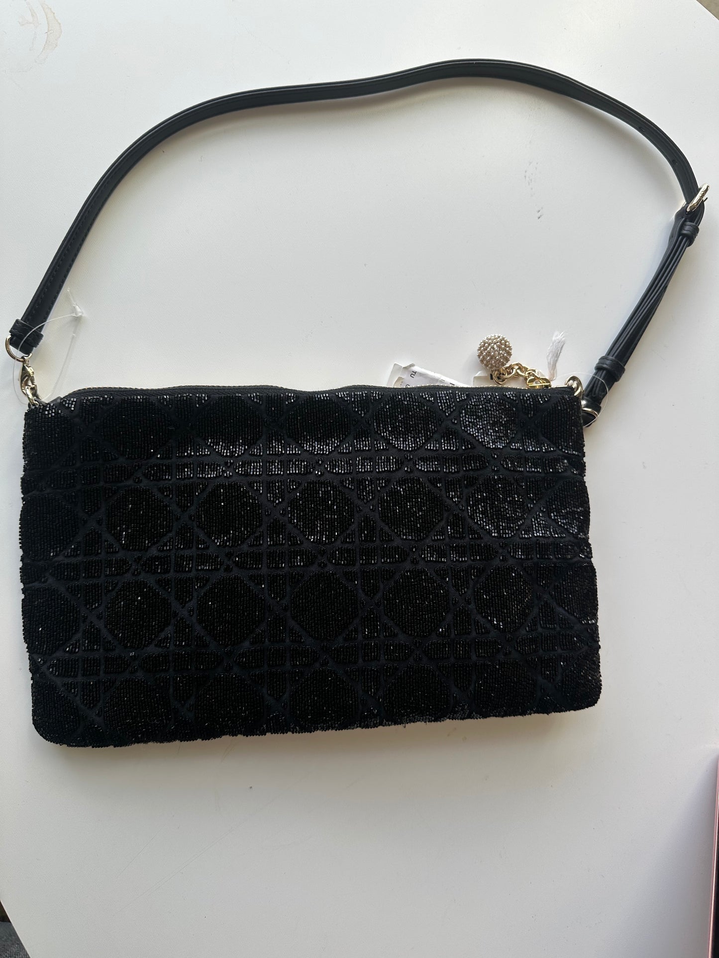 Pre-owned Christian Dior black cannage leather moyen
