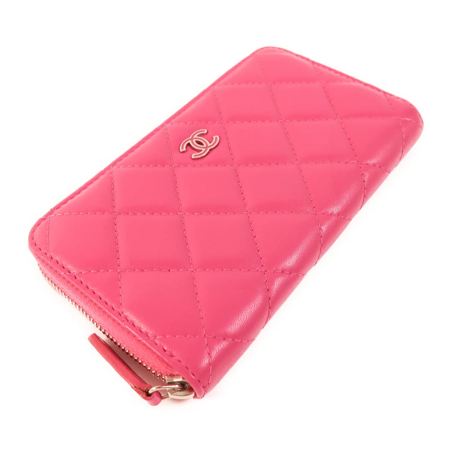 Pre-owned CHANEL CC WALLET LAMBSKIN LEATHER PINK