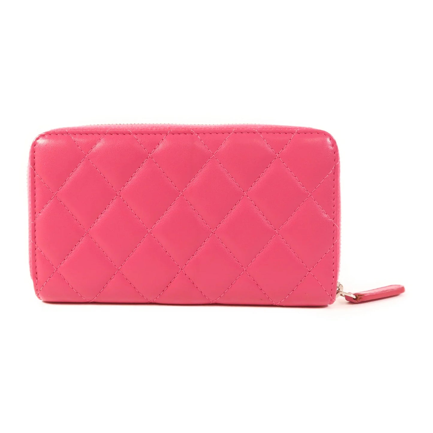Pre-owned CHANEL CC WALLET LAMBSKIN LEATHER PINK