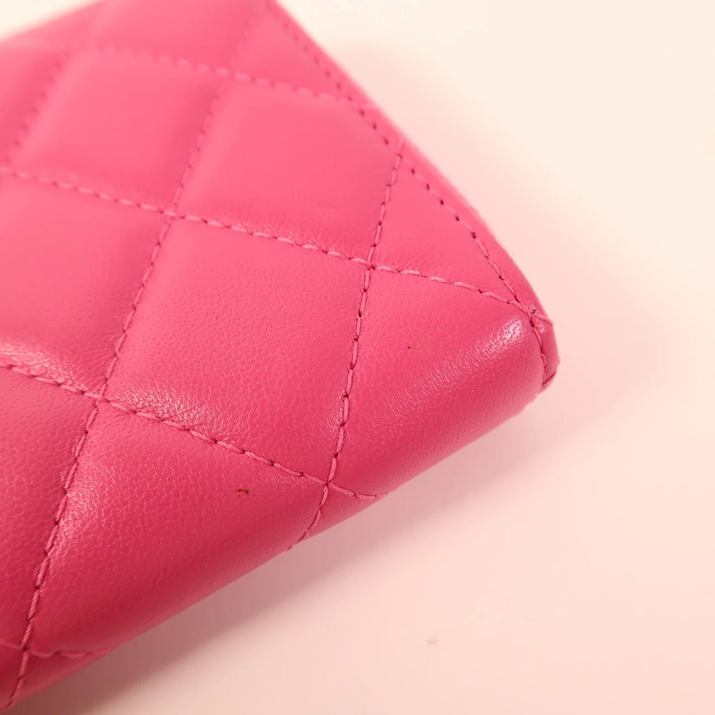 Pre-owned CHANEL CC WALLET LAMBSKIN LEATHER PINK