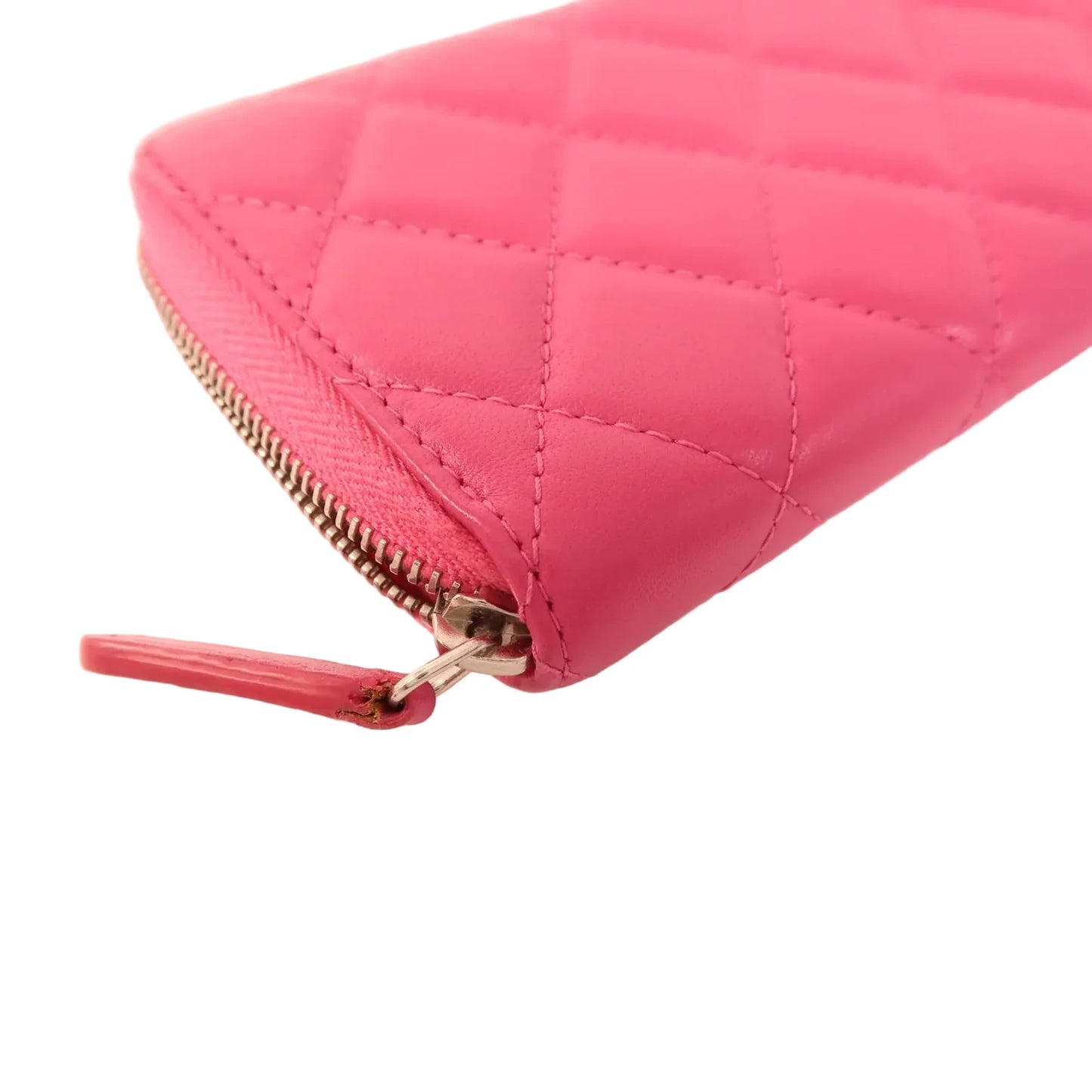 Pre-owned CHANEL CC WALLET LAMBSKIN LEATHER PINK