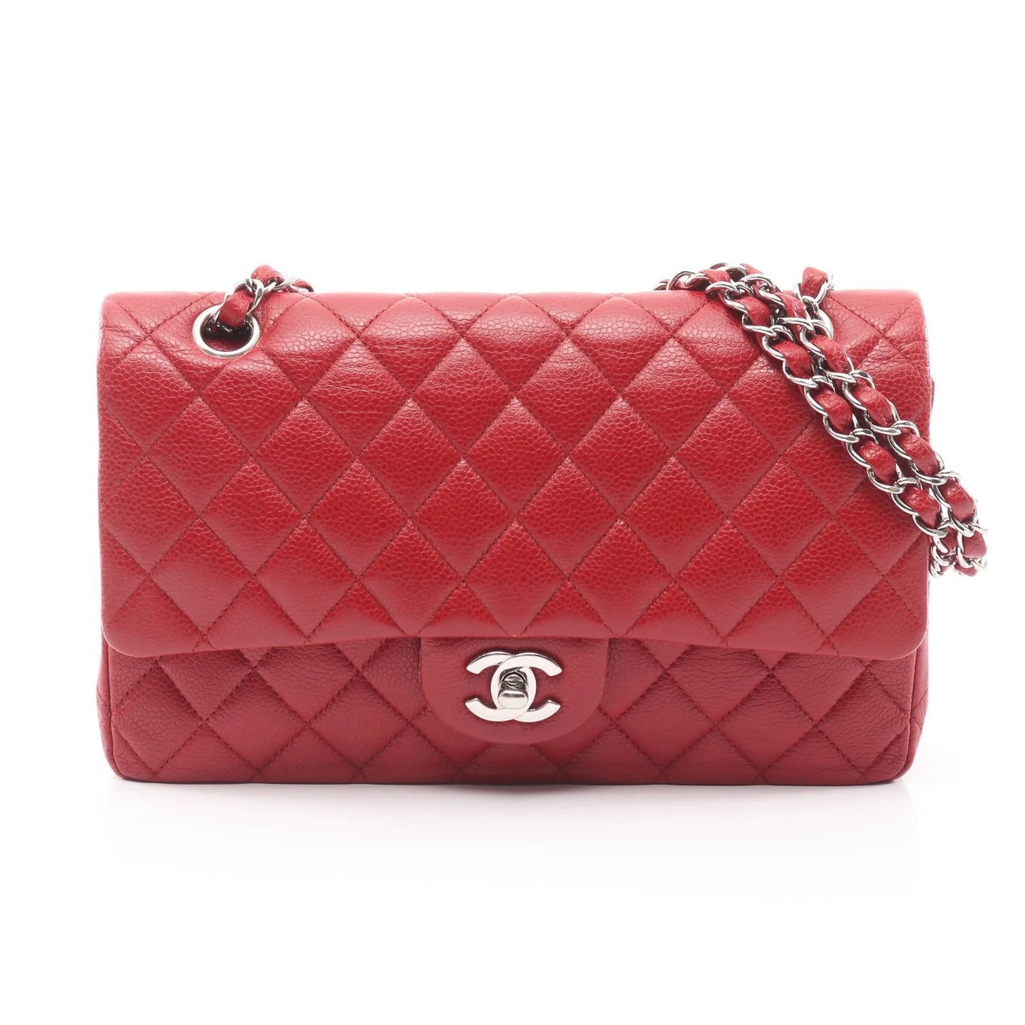 Pre-owned Chanel Jumbo Double Flap Caviar Silver Hardware