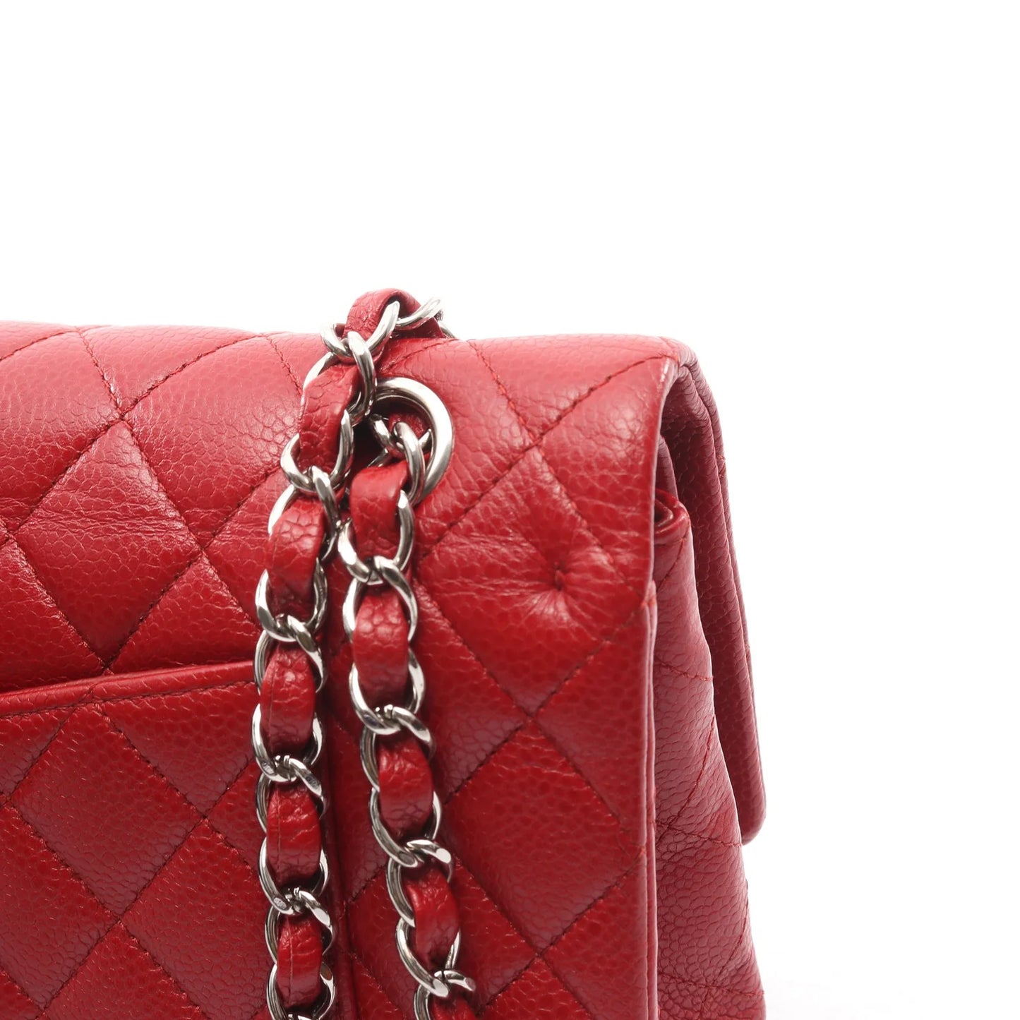 Pre-owned Chanel Jumbo Double Flap Caviar Silver Hardware