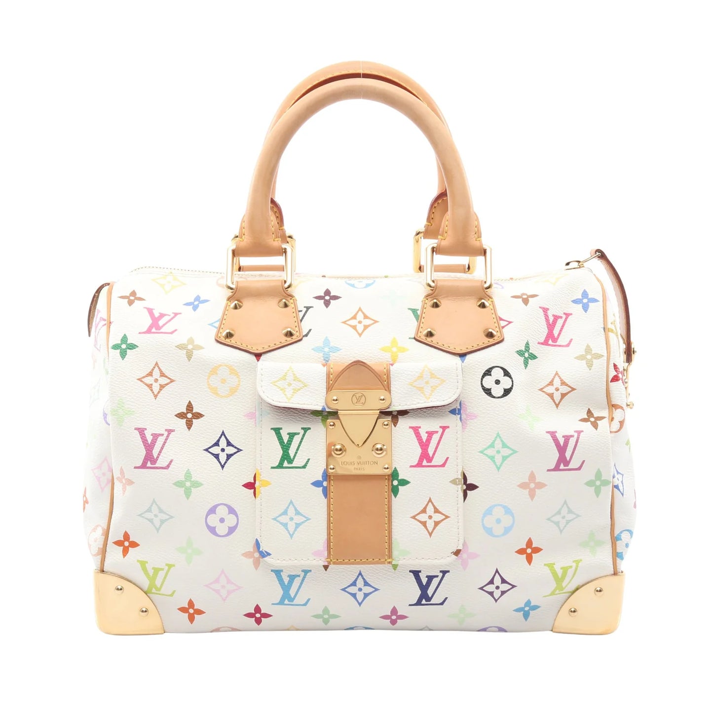 Preowned Louis Vuitton multicolor white speedy 30