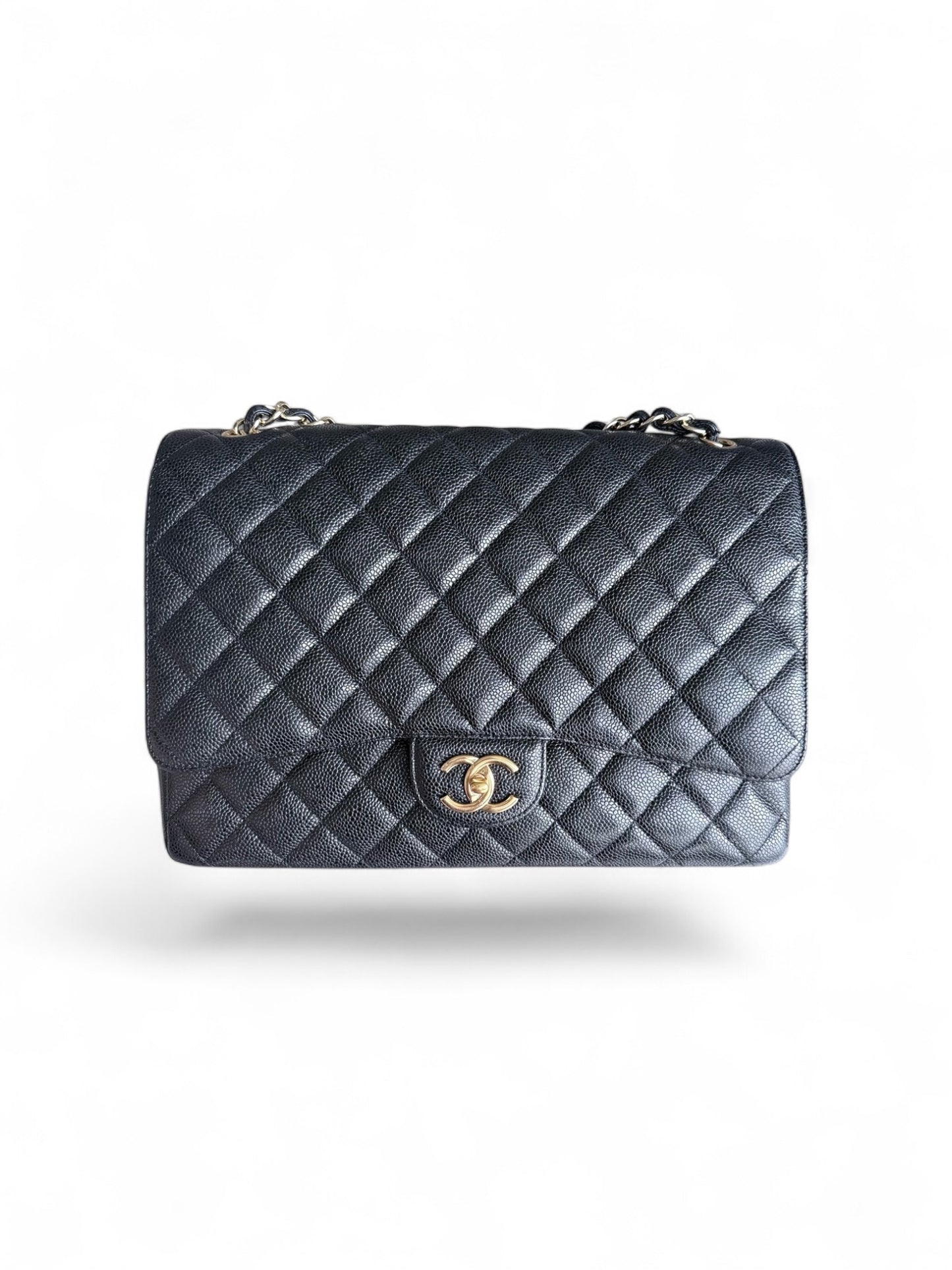 Preowned Chanel Classic Flap Maxi Caviar Double Flap 34CM